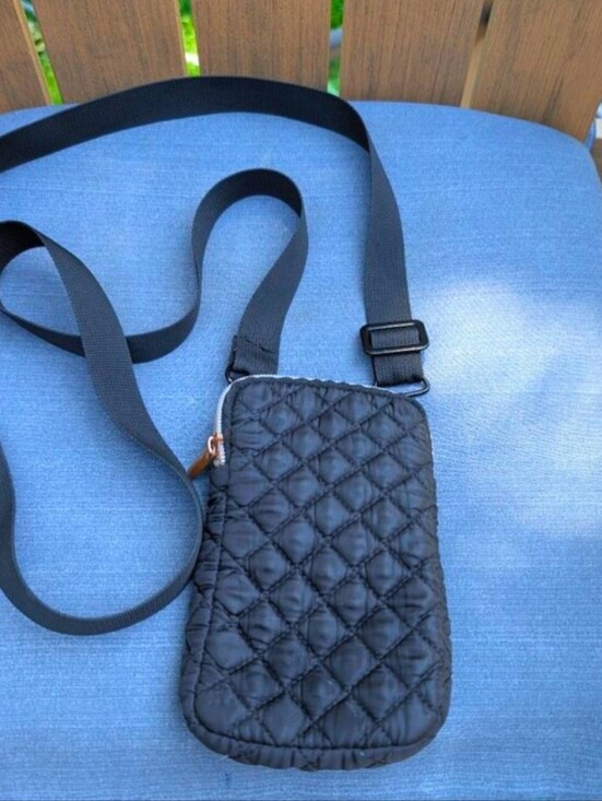 Handbags - Black Quilted Nylon Cellphone Crossbody Bag